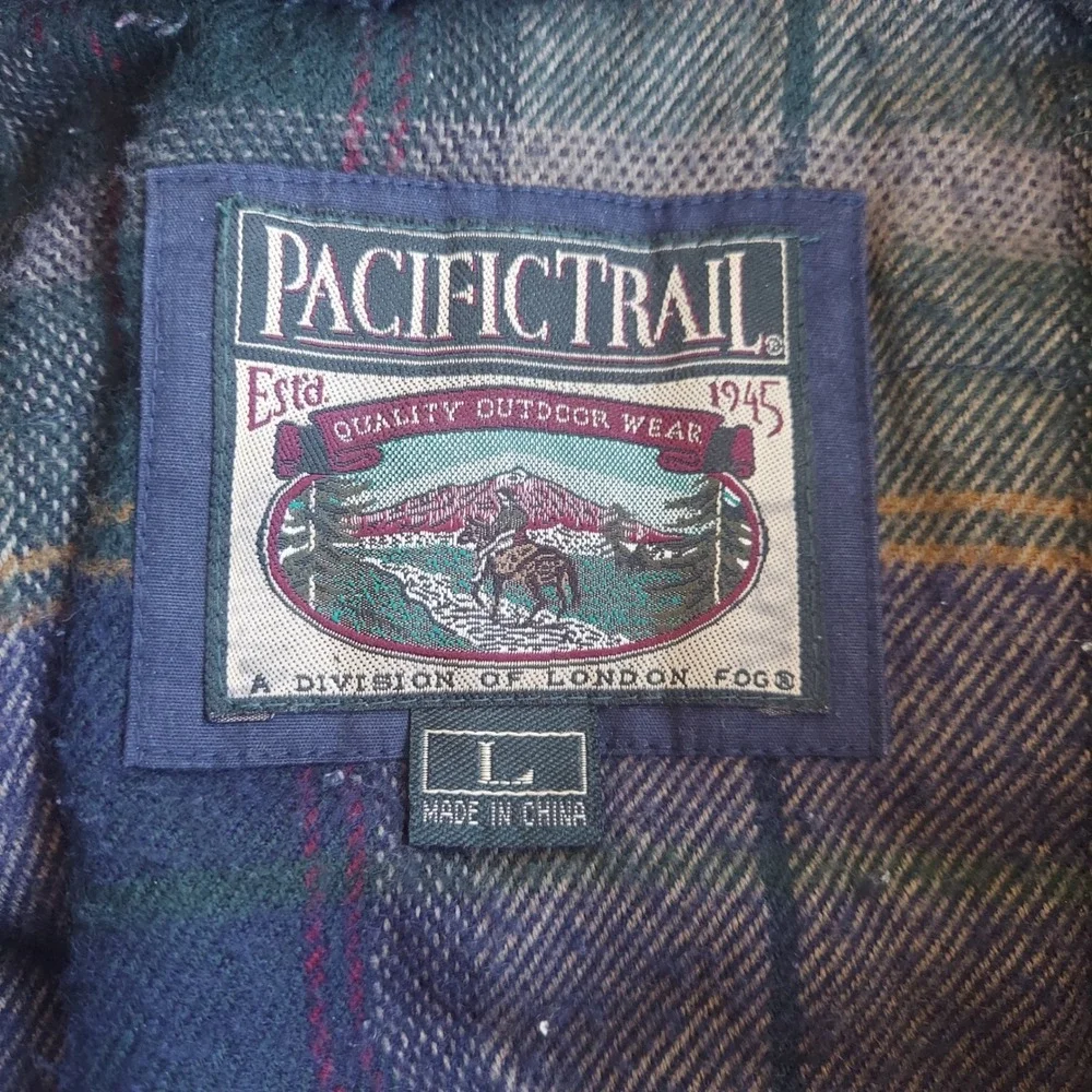 Pacific Trail Parka Mens L Beige Hooded Jacket Plaid Lined Outdoor Utility Coat